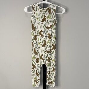 Kate Quinn Sleeveless Sport Jumpsuit Jungle Leopard Bamboo 6-12 Months EUC
